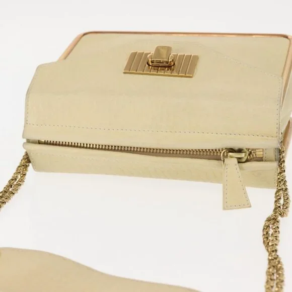 Authentic Chloe Sally Shoulder Bag Leather Beige Gold